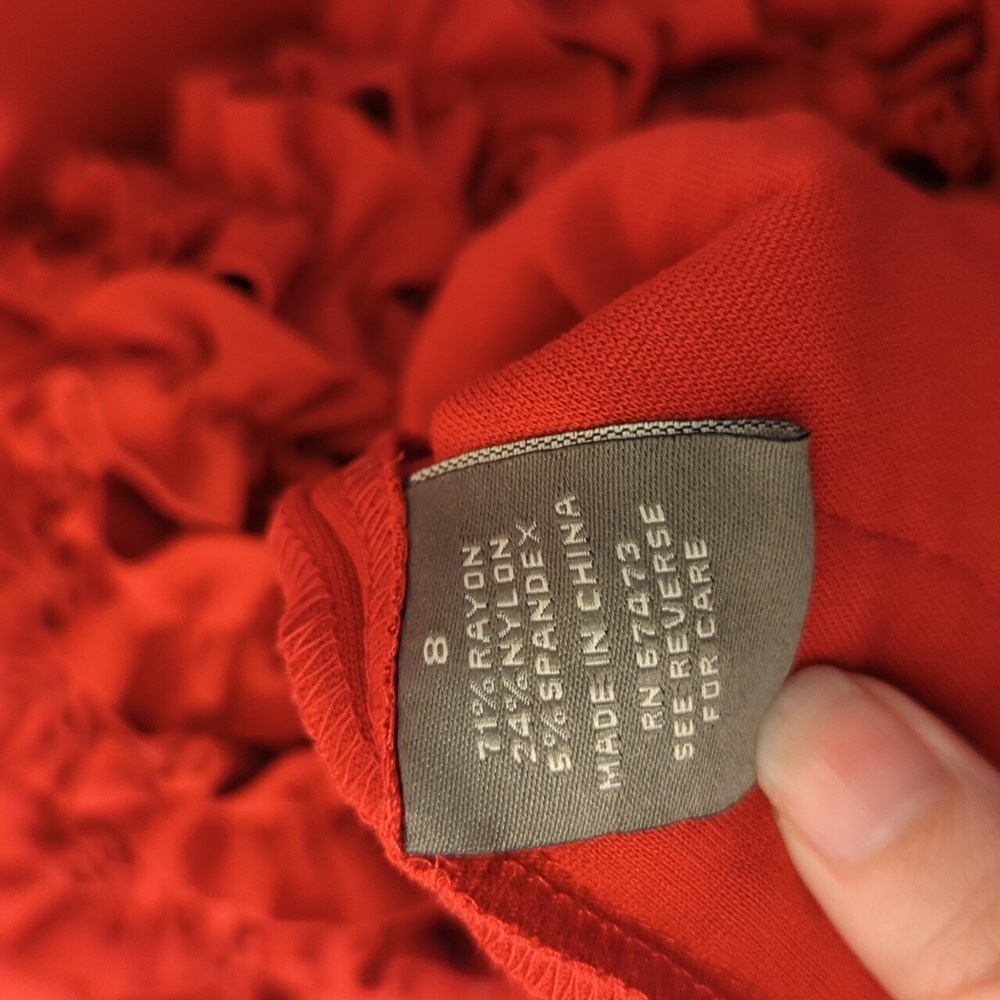 Red Taylor Ruffled Hem Dress - Picture 4 of 9